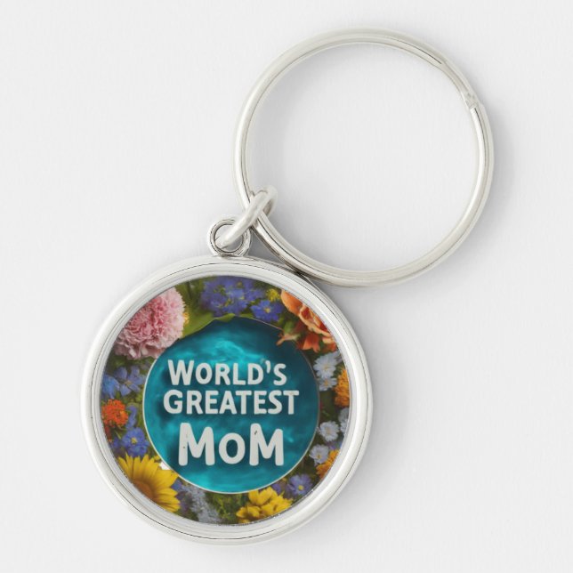 World's Greatest Mum Premium Round Keychain (Front)
