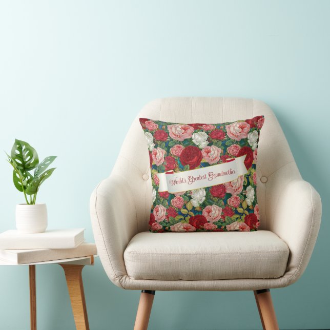 Worlds Greatest Mum - Victorian Roses Cushion (Chair)