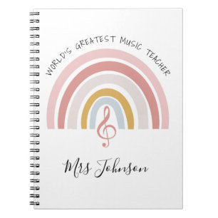 World's Greatest Music Teacher Custom Rainbow Notebook