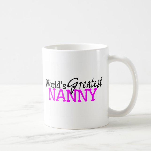 Worlds Greatest Nanny Pink Black Coffee Mug (Right)