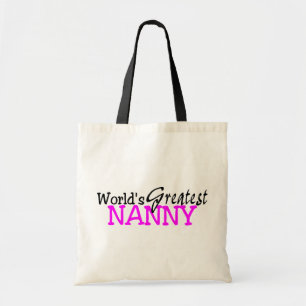 Worlds Greatest Nanny Pink Black Tote Bag