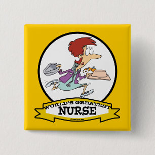 WORLDS GREATEST NURSE WOMEN VI CARTOON 15 CM SQUARE BADGE