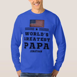 World's Greatest Papa Custom Country Flag Name T-Shirt