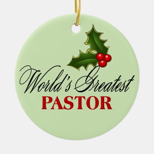 World's Greatest Pastor Ceramic Tree Decoration (Front)