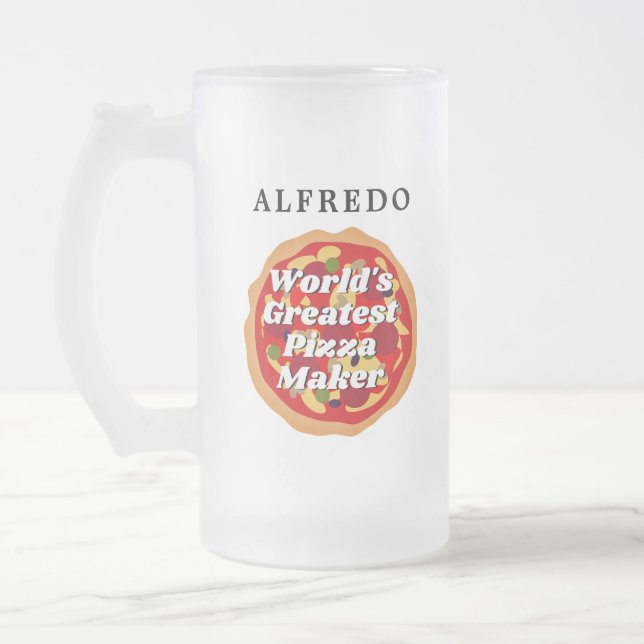 World's Greatest Pizza Maker Birthday gift Frosted Glass Beer Mug (Left)