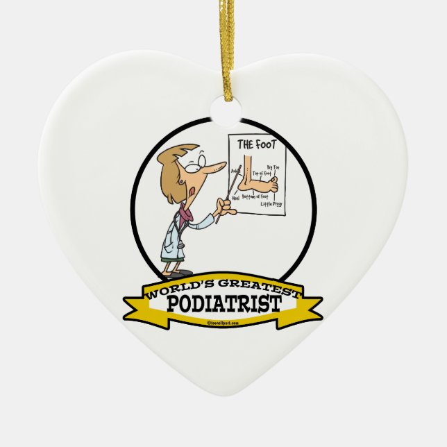 WORLDS GREATEST PODIATRIST WOMEN CARTOON CERAMIC TREE DECORATION (Front)