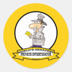 WORLDS GREATEST PRIVATE INVESTIGATOR MEN CARTOON CLASSIC ROUND STICKER