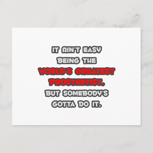 World's Greatest Prosthetist Joke Postcard (Front)