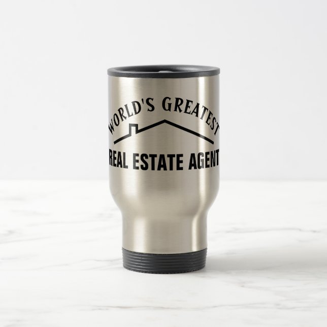 Worlds Greatest Real Estate Agent steel travel mug (Center)