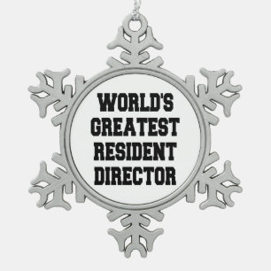 Worlds Greatest Resident Director Snowflake Pewter Christmas Ornament