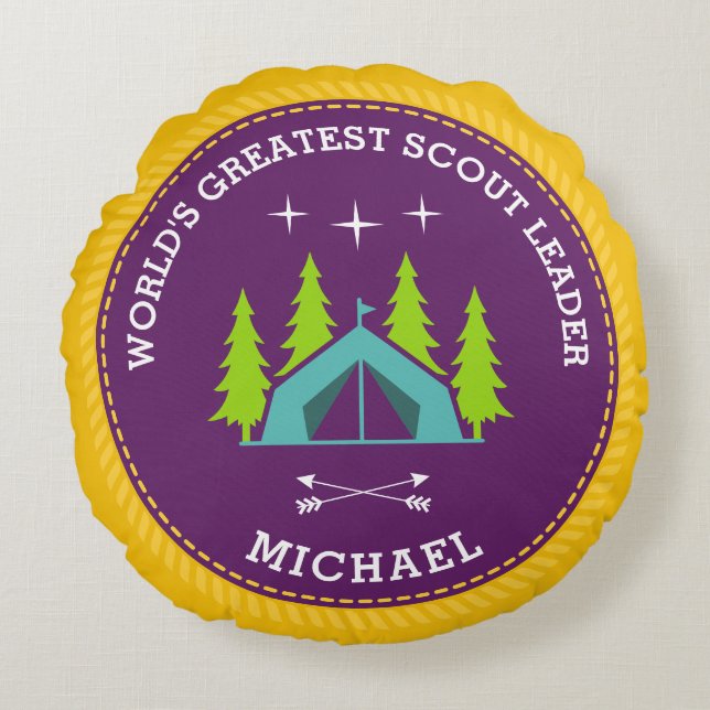 World's Greatest Scout Leader Round Cushion (Front)