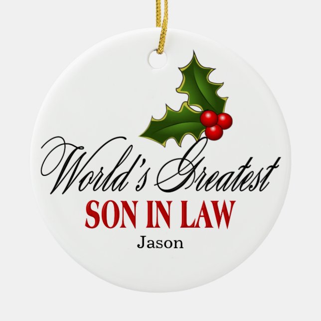 World's Greatest Son In Law Ceramic Tree Decoration (Front)