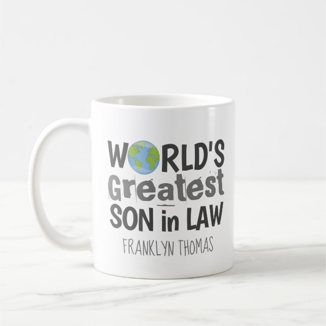 World's Greatest Son in Law Planet Personalised Coffee Mug (Left)