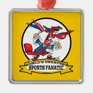 WORLDS GREATEST SPORTS FANATIC MENS CARTOON METAL TREE DECORATION