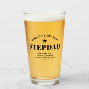 World's Greatest STEPDAD Black Personalised Pint Glass