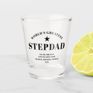 World's Greatest STEPDAD Black Personalised Shot Glass