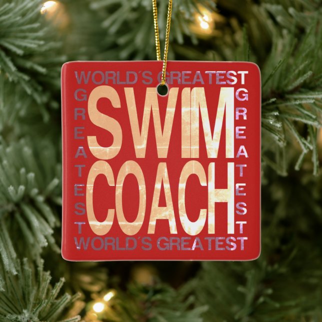 Worlds Greatest Swim Coach Ceramic Ornament (Tree)
