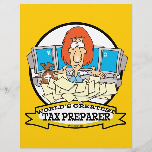 WORLDS GREATEST TAX PREPARER CARTOON FLYER (Front)