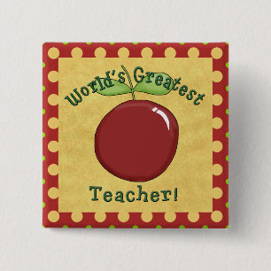 World's Greatest Teacher 15 Cm Square Badge