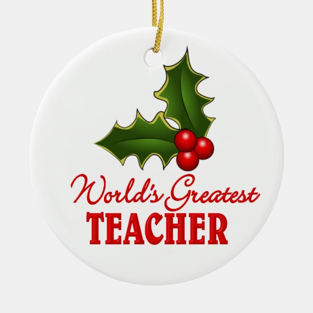 World's Greatest Teacher Ceramic Tree Decoration (Front)