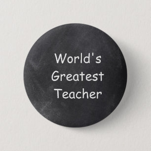 World's Greatest Teacher Chalkboard Design Gift 6 Cm Round Badge