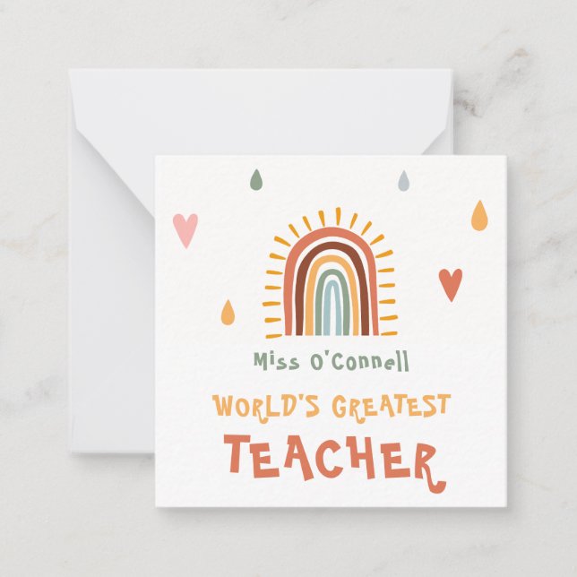 World's Greatest Teacher Gift Boho Rainbow Card (Front)