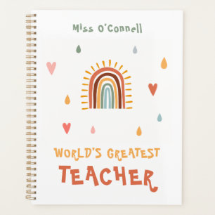 World's Greatest Teacher Gift Boho Rainbow Planner