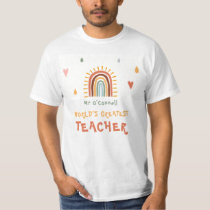 World's Greatest Teacher Gift Boho Rainbow T-Shirt