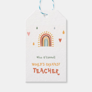 World's Greatest Teacher Gift Boho Rainbow Tags