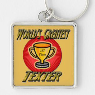 World's Greatest Texter Trophy Key Chain
