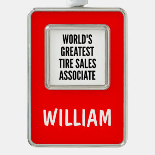 Worlds Greatest Tire Sales Associate Silver Plated Framed Ornament