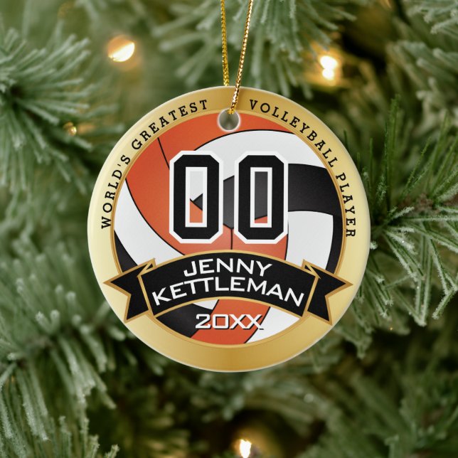 World's Greatest Volleyball Player Orange Ceramic Tree Decoration (Tree)