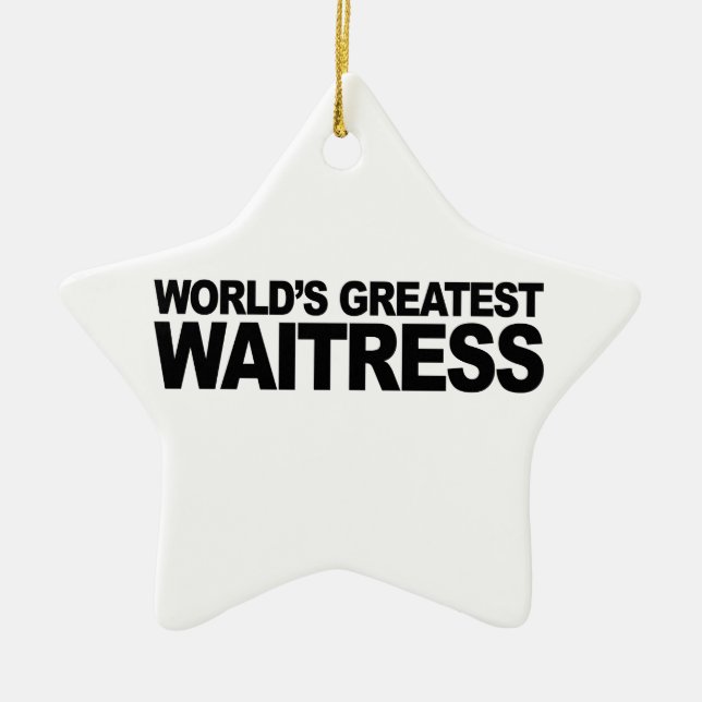 World's Greatest Waitress Ceramic Tree Decoration (Front)