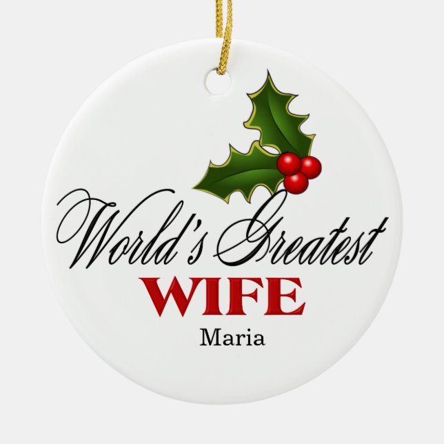 World's Greatest  Wife Ceramic Tree Decoration (Front)