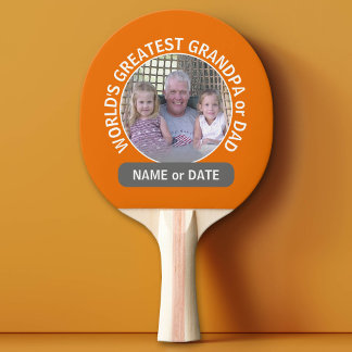 World's Greatest with photo & custom text - orange Ping Pong Paddle