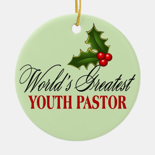 World's Greatest Youth Pastor Ceramic Tree Decoration (Front)