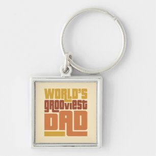 World's Grooviest Dad Retro Funny Key Ring