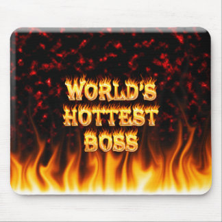 World's hottest Boss fire and flames red marble Mouse Pad