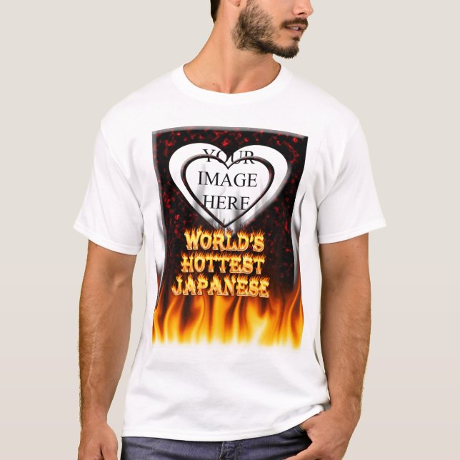 World's hottest Japanese fire and flames red marbl T-Shirt (Front)