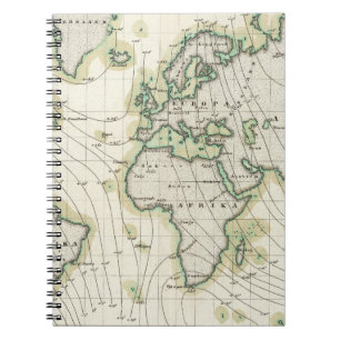 World's magnetic declination spiral notebook