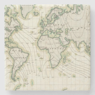 World's magnetic declination stone coaster