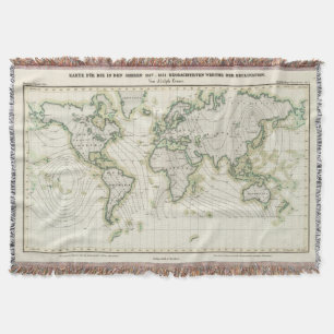 World's magnetic declination throw blanket