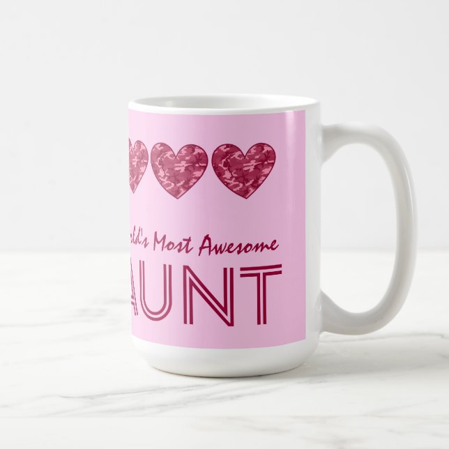 World's Most Awesome AUNT Pink Camo Hearts V05 Coffee Mug (Right)