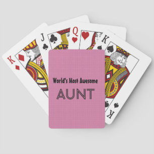 World's Most Awesome AUNT Pink Squares Pattern Playing Cards