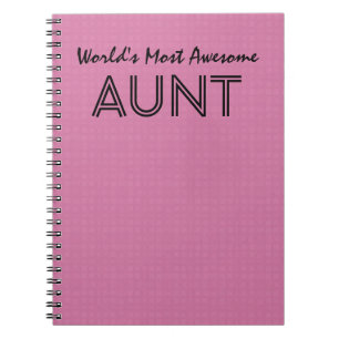 World's Most Awesome AUNT Pink Squares Pattern Spiral Notebook