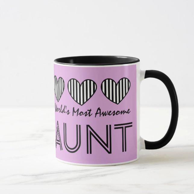 World's Most Awesome AUNT STRIPED Hearts V15 Mug (Right)