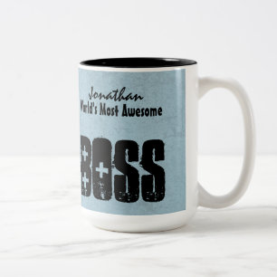 World's Most Awesome BOSS Blue Grunge V12 Two-Tone Coffee Mug