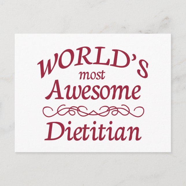 World's Most Awesome Dietician Postcard (Front)