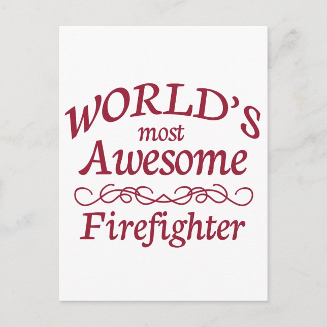 World's Most Awesome Firefighter Postcard (Front)