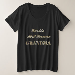 World's Most Awesome Grandma Golden Typography Plus Size T-Shirt